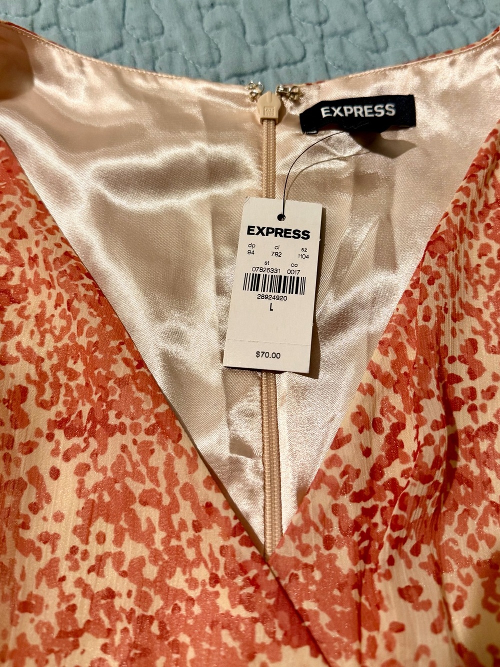 Express Coral and Cream Printed Midi Dress